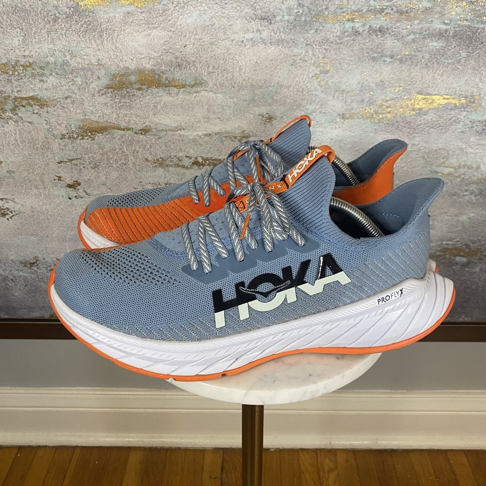 Hoka One One Carbon X3 Shoes Mens Size 12 Blue Orange Road Running Sneakers
